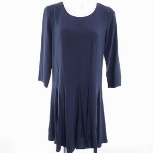 Club Monaco silk long sleeve swing dress navy 10